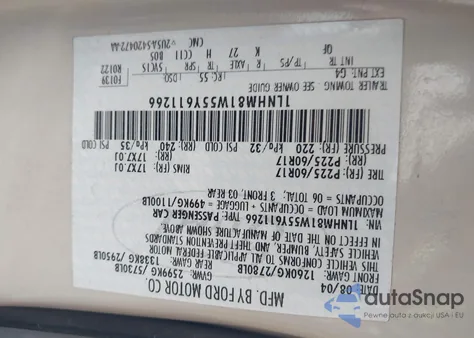 2005 Lincoln Town Car Signature from USA, damaged, VIN 1LNHM81W55Y611266